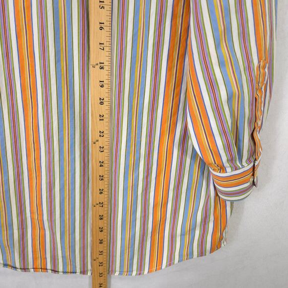 Hickey Freeman Shirt Mens L Colorful Striped Button Up Long Sleeve Casual Preppy - Picture 6 of 9